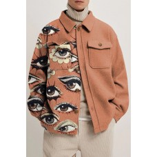 Fashion Eyes Printed Loose-Breasted Jacket