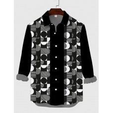 Plaid Series Mid-Century Black Check Printing Men's Long Sleeve Shirt