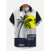 Summer Party Collision Color Coconut Tree Printing Men's Short Sleeve Shirt