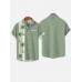 Vintage Style Green And Coconut Tree Printing Men's Short Sleeve Shirt