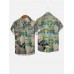 Full-Print Retro Hawaiian Island, Coconut Tree and Sea Printing Men's Short Sleeve Shirt