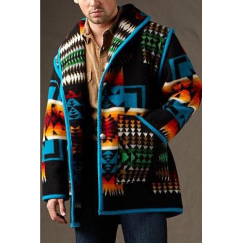 Man's Geometry Print Fashion Lapel Jacket