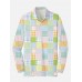 Plaid Series Lively Color Plaid Stitching Printing Men‘s Long Sleeve Polo