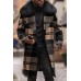 Men's Fashion Plaid Button Lapel Slim-Fit Mid-Length Trench Coat