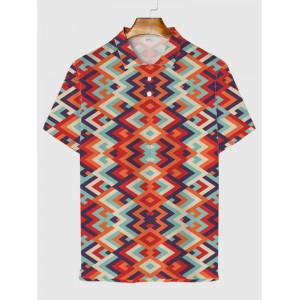Plaid Series Eye-catching Colorful Art Graphic Printing Men‘s Short Sleeve Polo