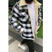 Men's Plaid Composite Plush Long Sleeves Jacket